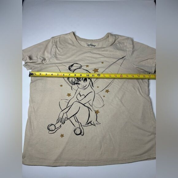 RARE DISNEY WOMEN'S TINKERBELL SHORT SLEEVE CREW NECK T-SHIRT TAN Size L - Picture 6 of 10